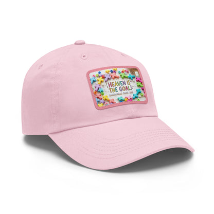 Heaven Is The Goal Dad Hat — Leather Patch Baseball Cap