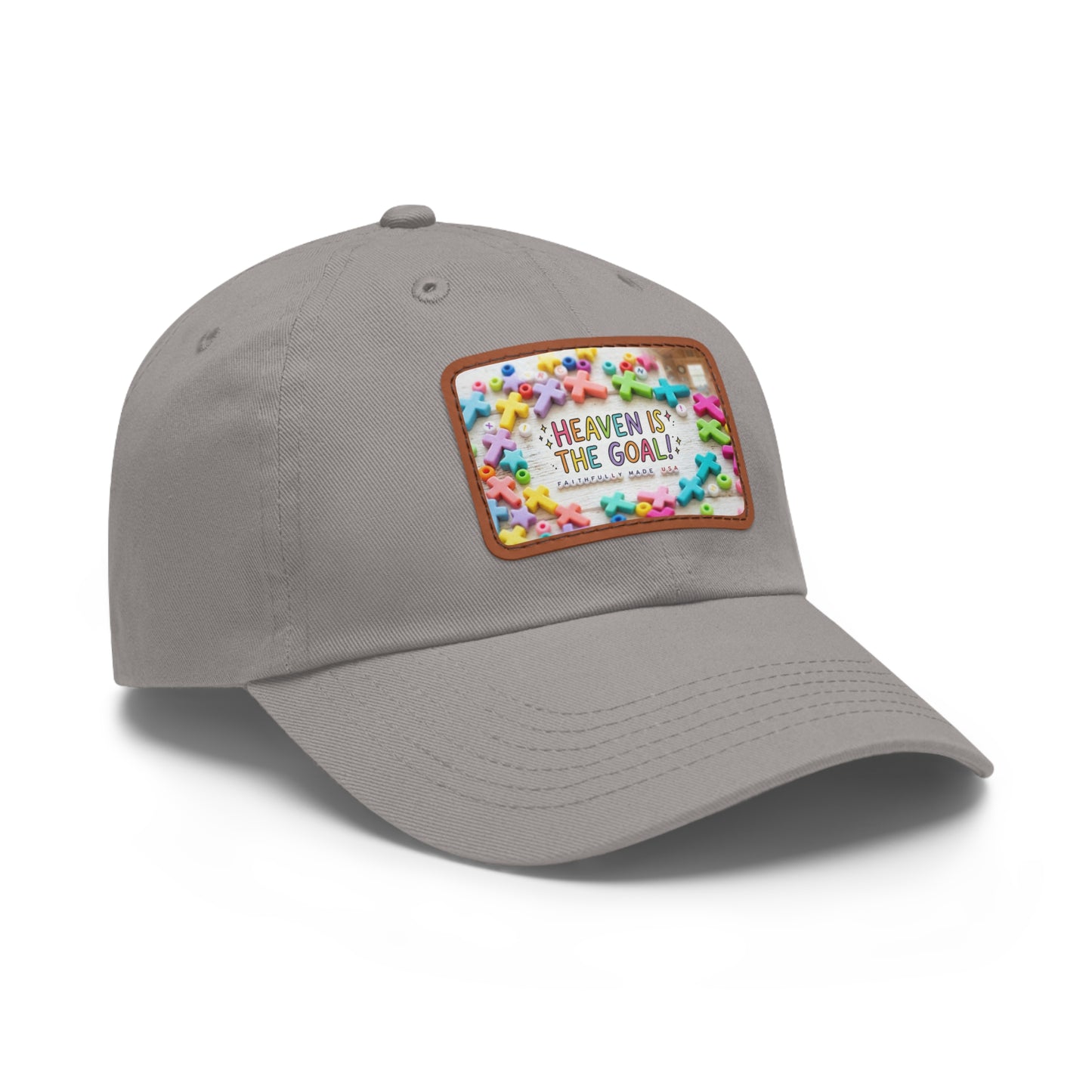 Heaven Is The Goal Dad Hat — Leather Patch Baseball Cap