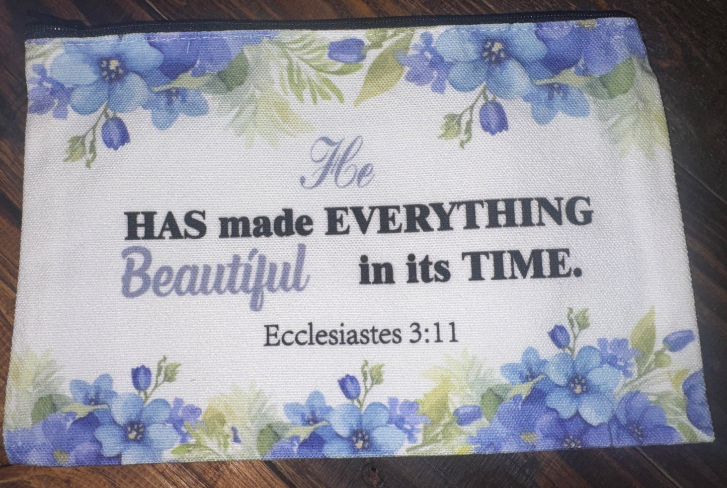 Inspirational Scripture Floral Canvas Zipper Pouches