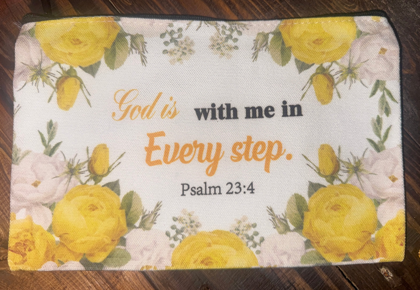 Inspirational Scripture Floral Canvas Zipper Pouches