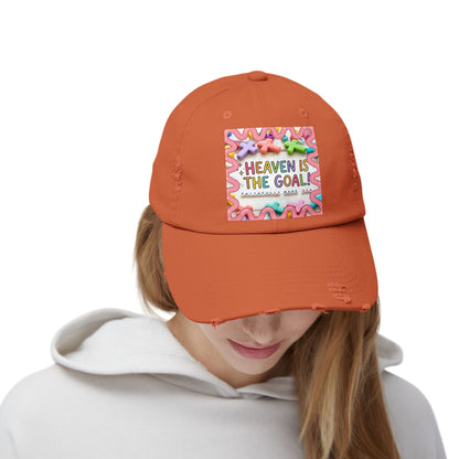 Heaven Is The Goal Distressed Cap — Colorful Faith Baseball Hat