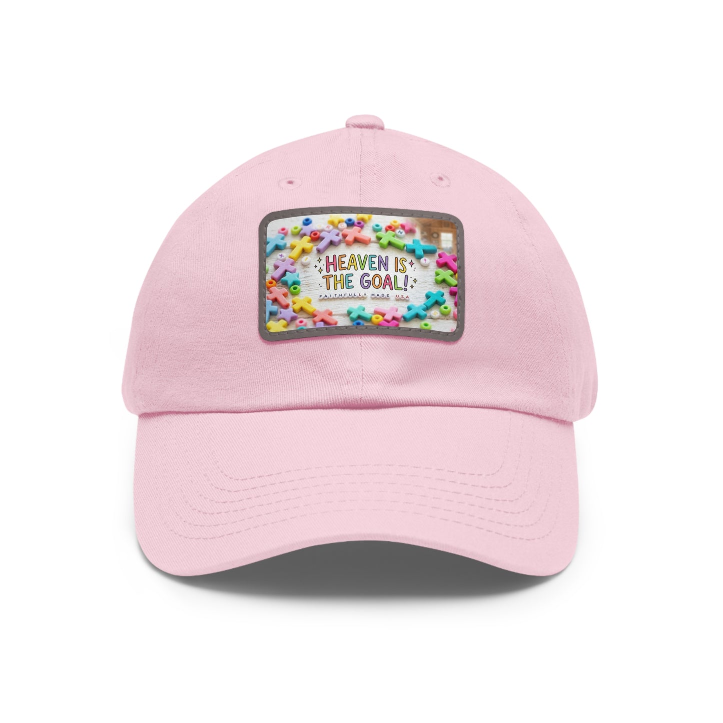 Heaven Is The Goal Dad Hat — Leather Patch Baseball Cap
