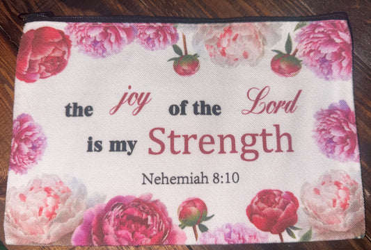 Inspirational Scripture Floral Canvas Zipper Pouches