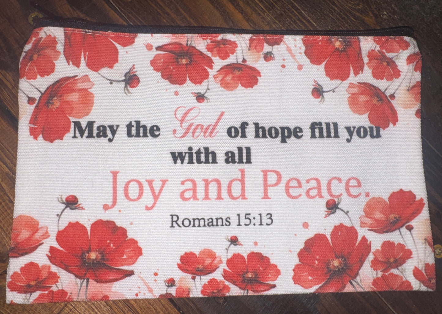 Inspirational Scripture Floral Canvas Zipper Pouches