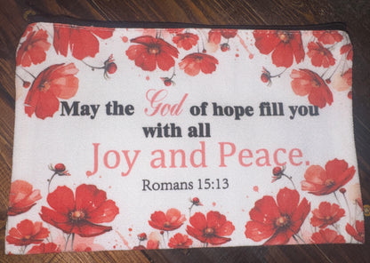 Inspirational Scripture Floral Canvas Zipper Pouches