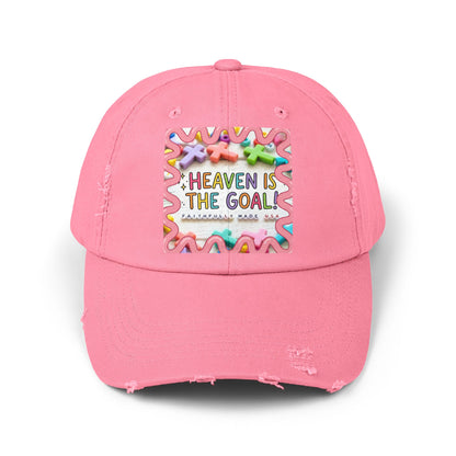 Heaven Is The Goal Distressed Cap — Colorful Faith Baseball Hat