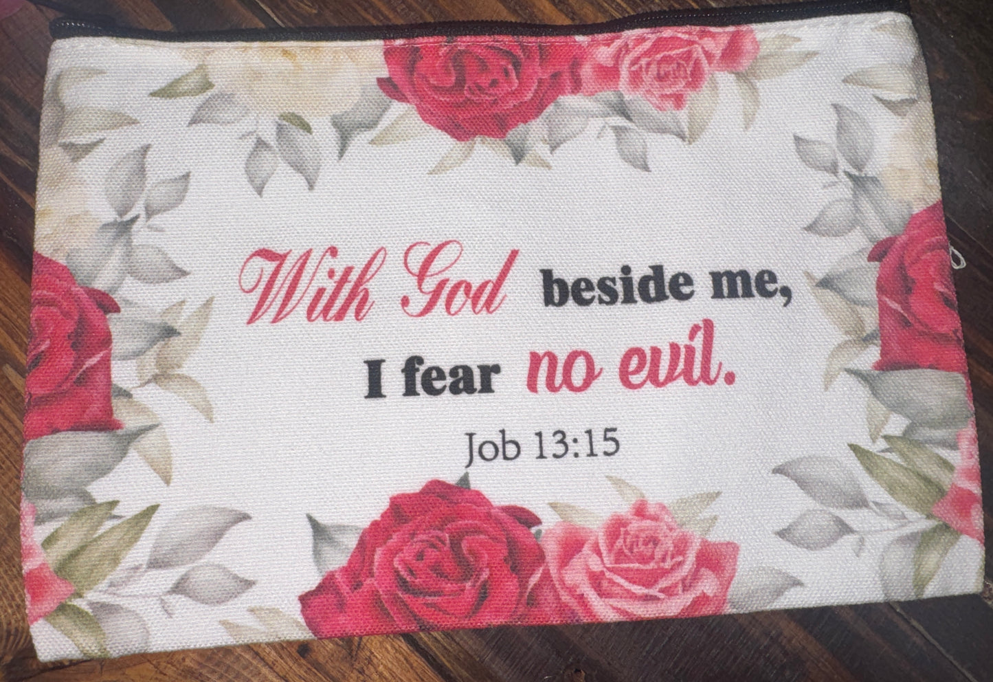 Inspirational Scripture Floral Canvas Zipper Pouches