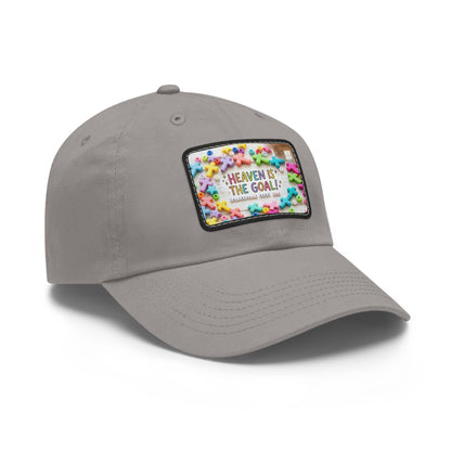 Heaven Is The Goal Dad Hat — Leather Patch Baseball Cap