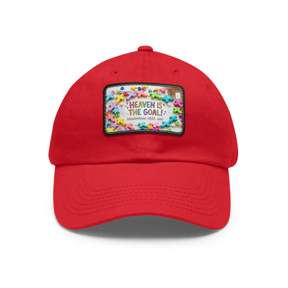 Heaven Is The Goal Dad Hat — Leather Patch Baseball Cap
