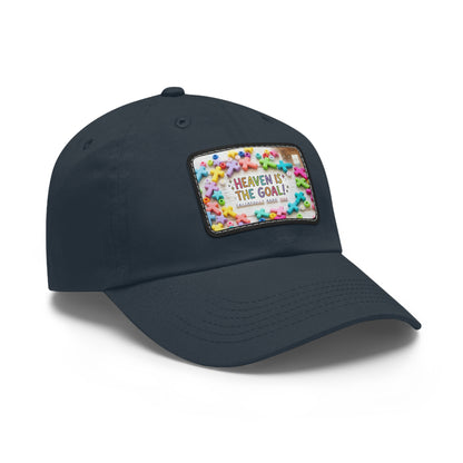 Heaven Is The Goal Dad Hat — Leather Patch Baseball Cap