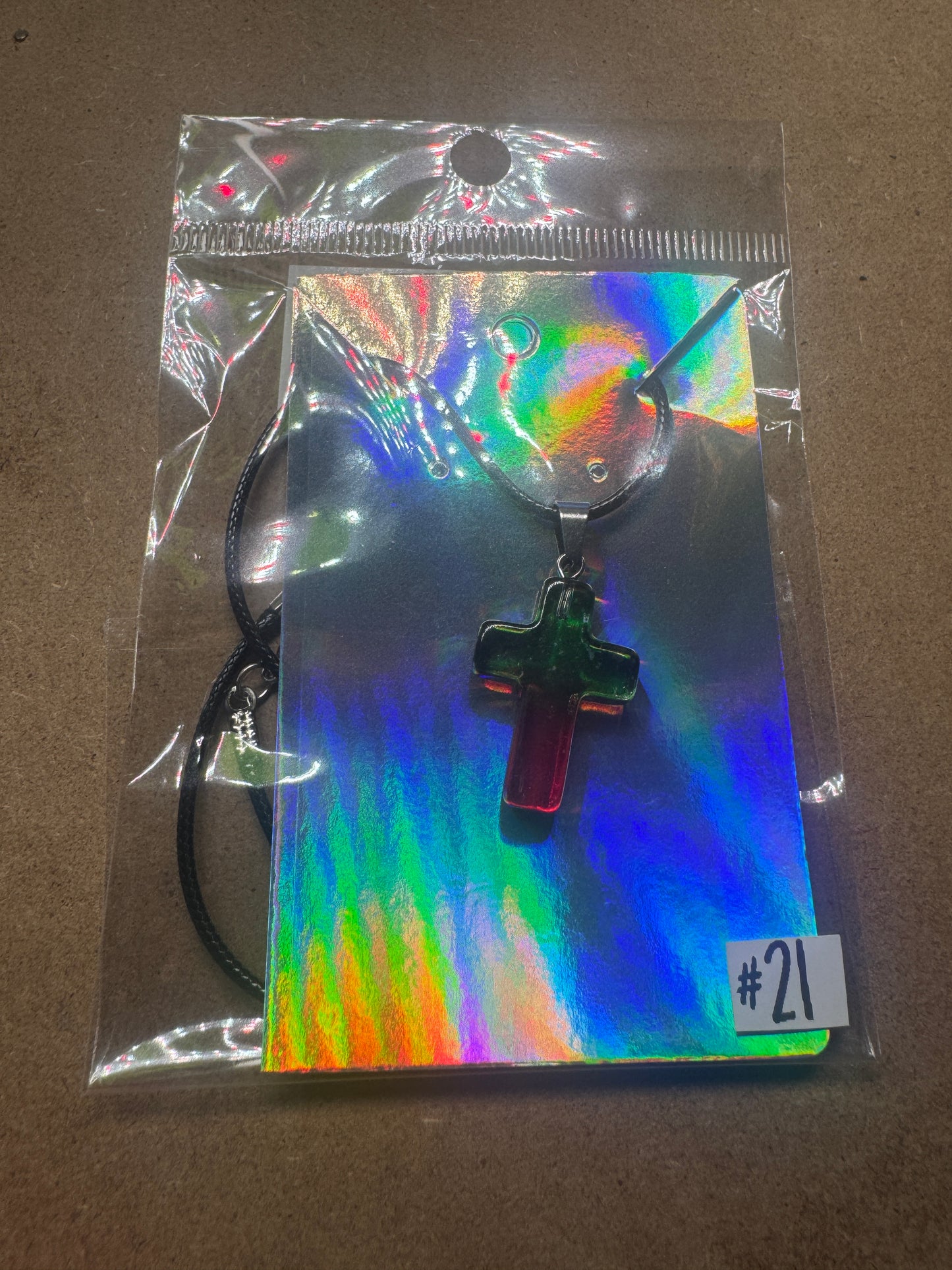Faith & Grace Iridescent Cross Pendant Necklace
