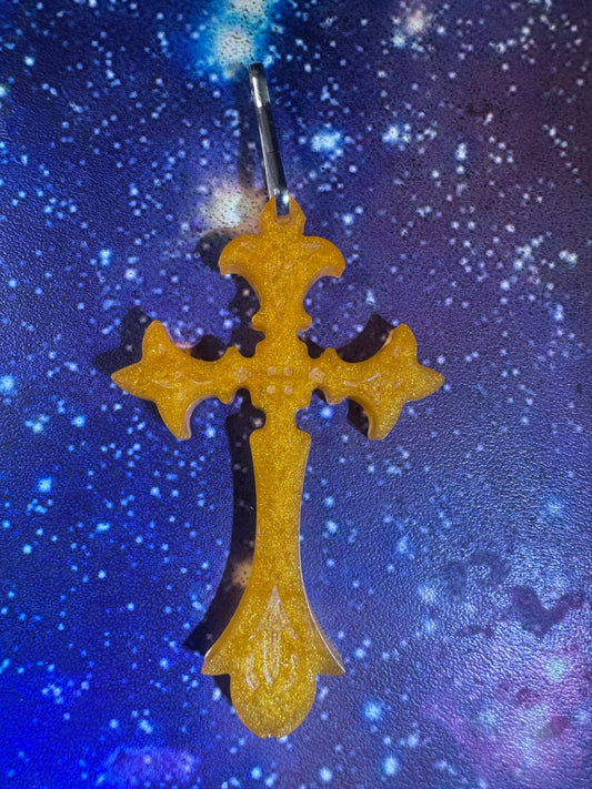 "Sunset Grace" Artisan Resin Cross Necklace