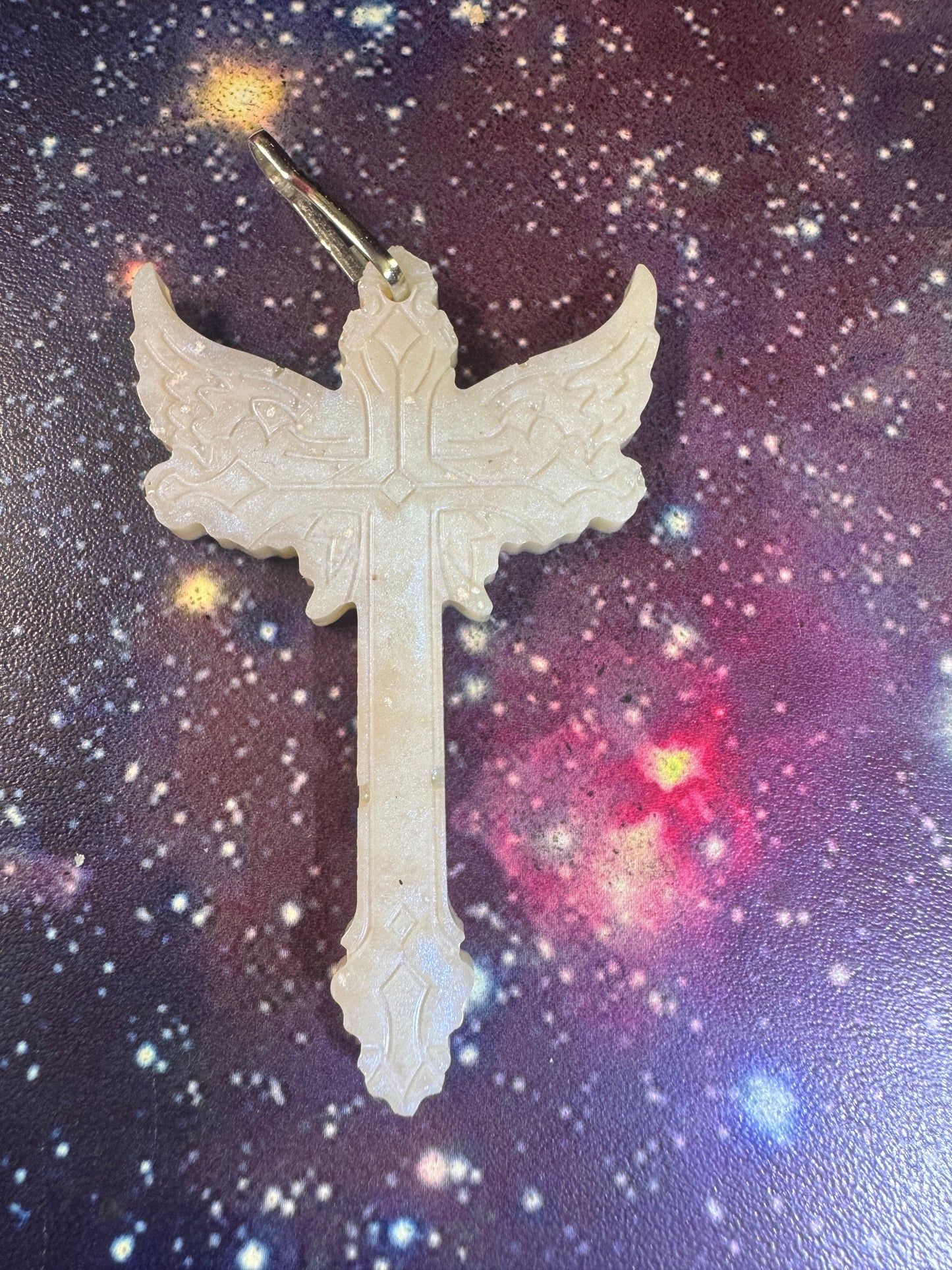 "Wings of Worship" Artisan Resin Cross Necklace
