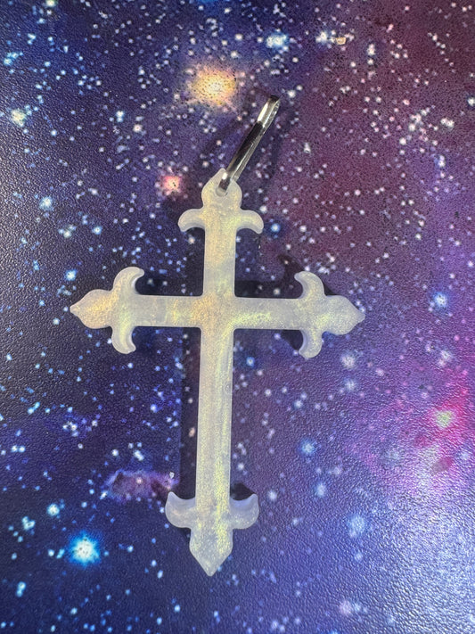"Golden Satin" Artisan Resin Cross Necklace