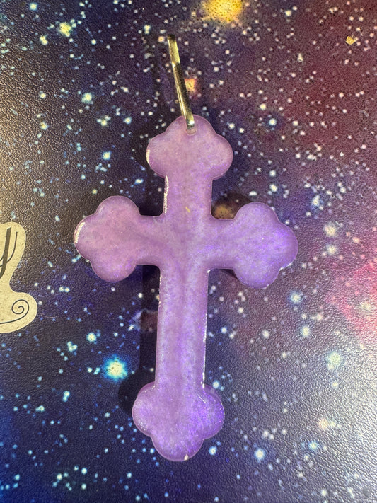 "Twilight Transformation" Artisan Resin Cross Necklace