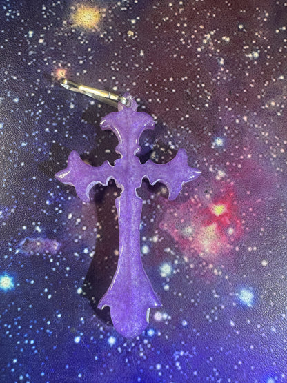 "Indigo Majesty" Artisan Resin Cross Necklace