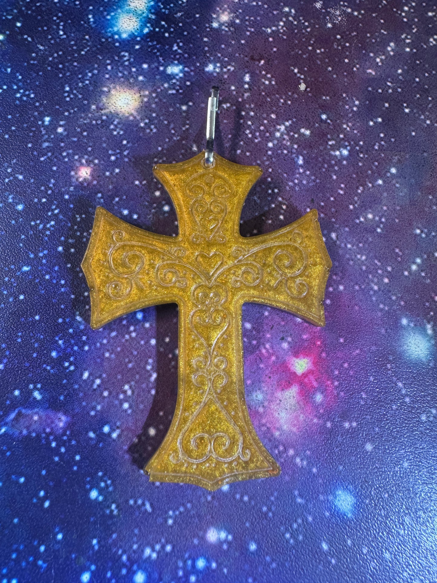 "Amber Dusk" Artisan Resin Cross Necklace