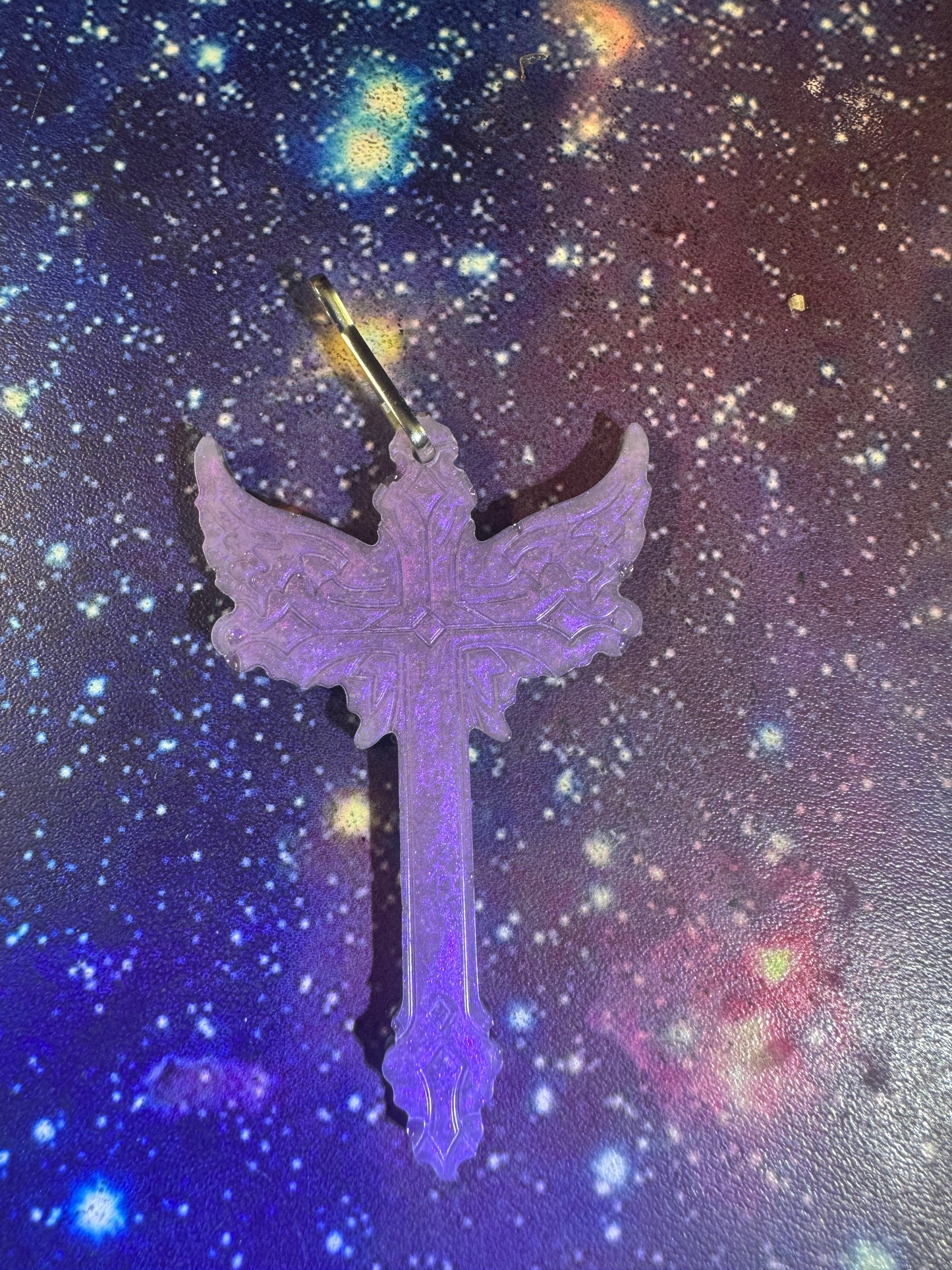 "Twilight Grace" Artisan Resin Cross Necklace