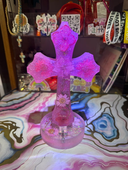 "Everlasting Bloom" Artisan Resin Cross Decor
