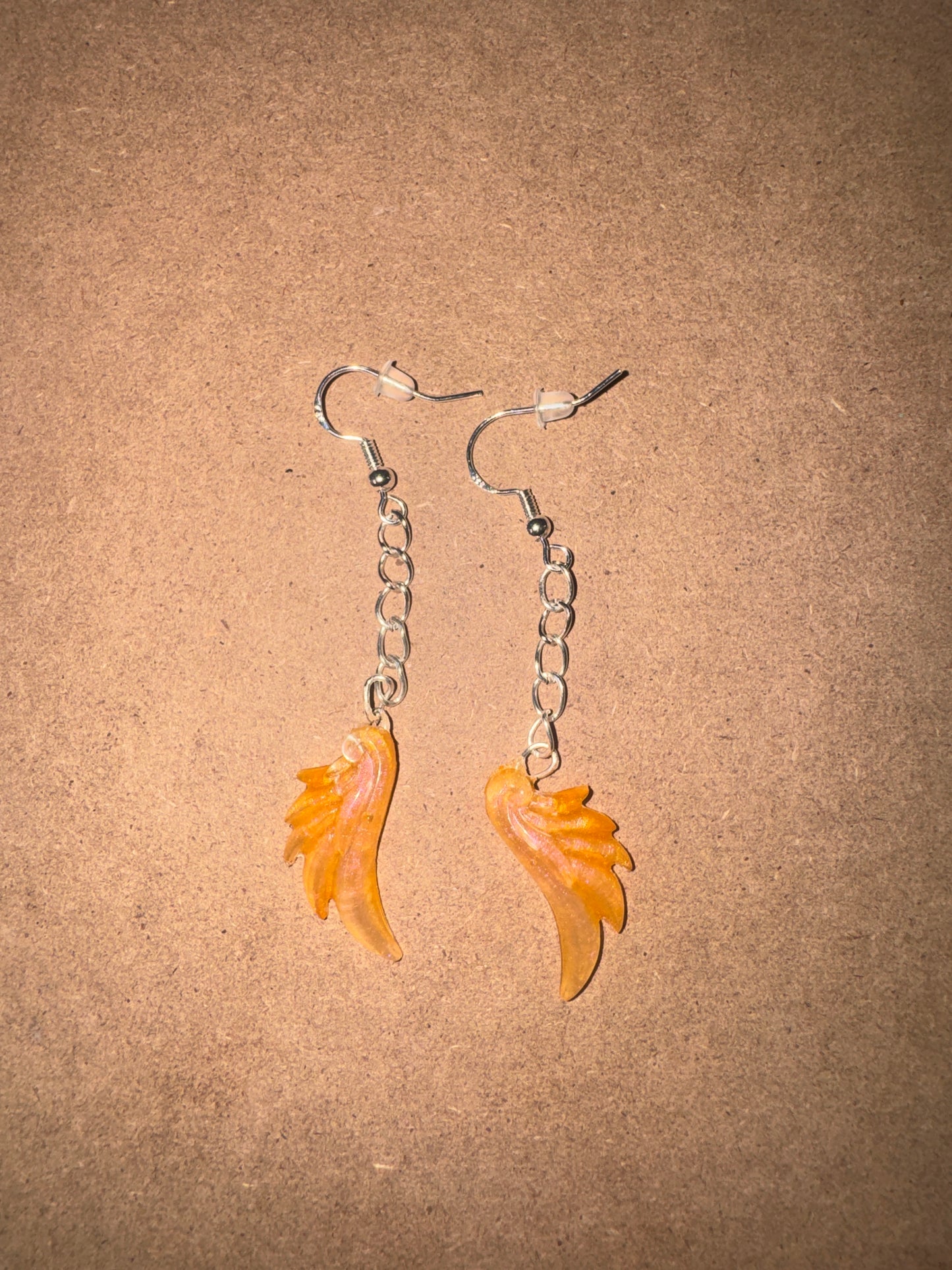 "Golden Wings" Artisan Resin Angel Wing Earrings - Small
