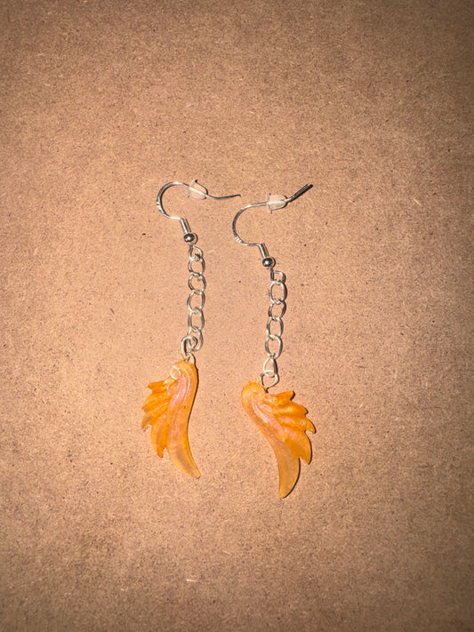 "Golden Wings" Artisan Resin Angel Wing Earrings - Small
