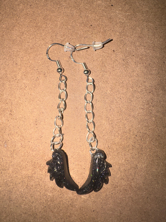 "Starry Night" Artisan Resin Angel Wing Earrings - Small