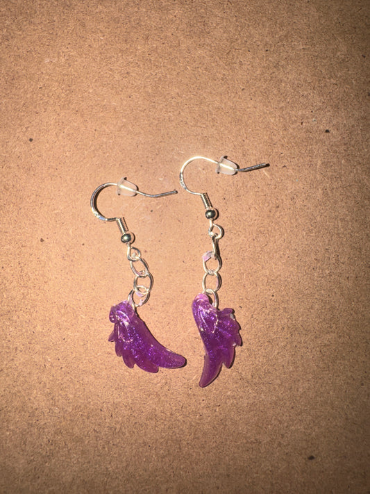 "Royal Grace" Artisan Resin Angel Wing Earrings - Small