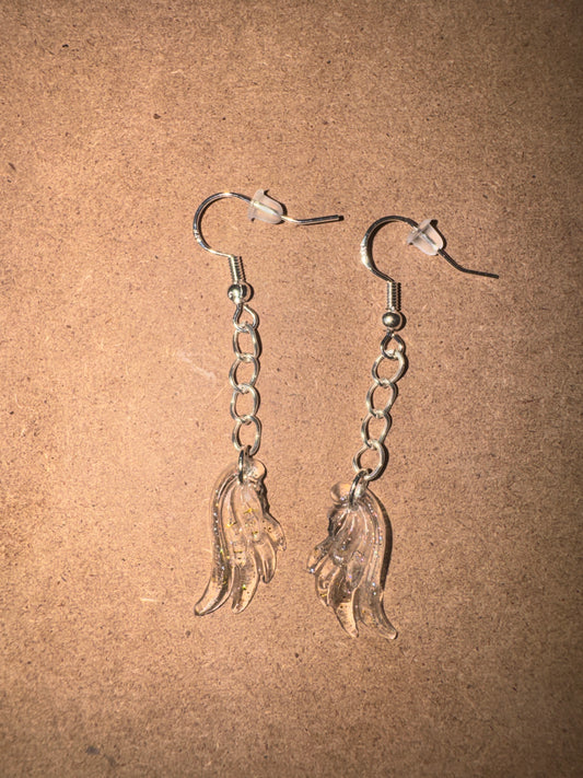 "Rainbow Spectrum" Artisan Resin Angel Wing Earrings - Small