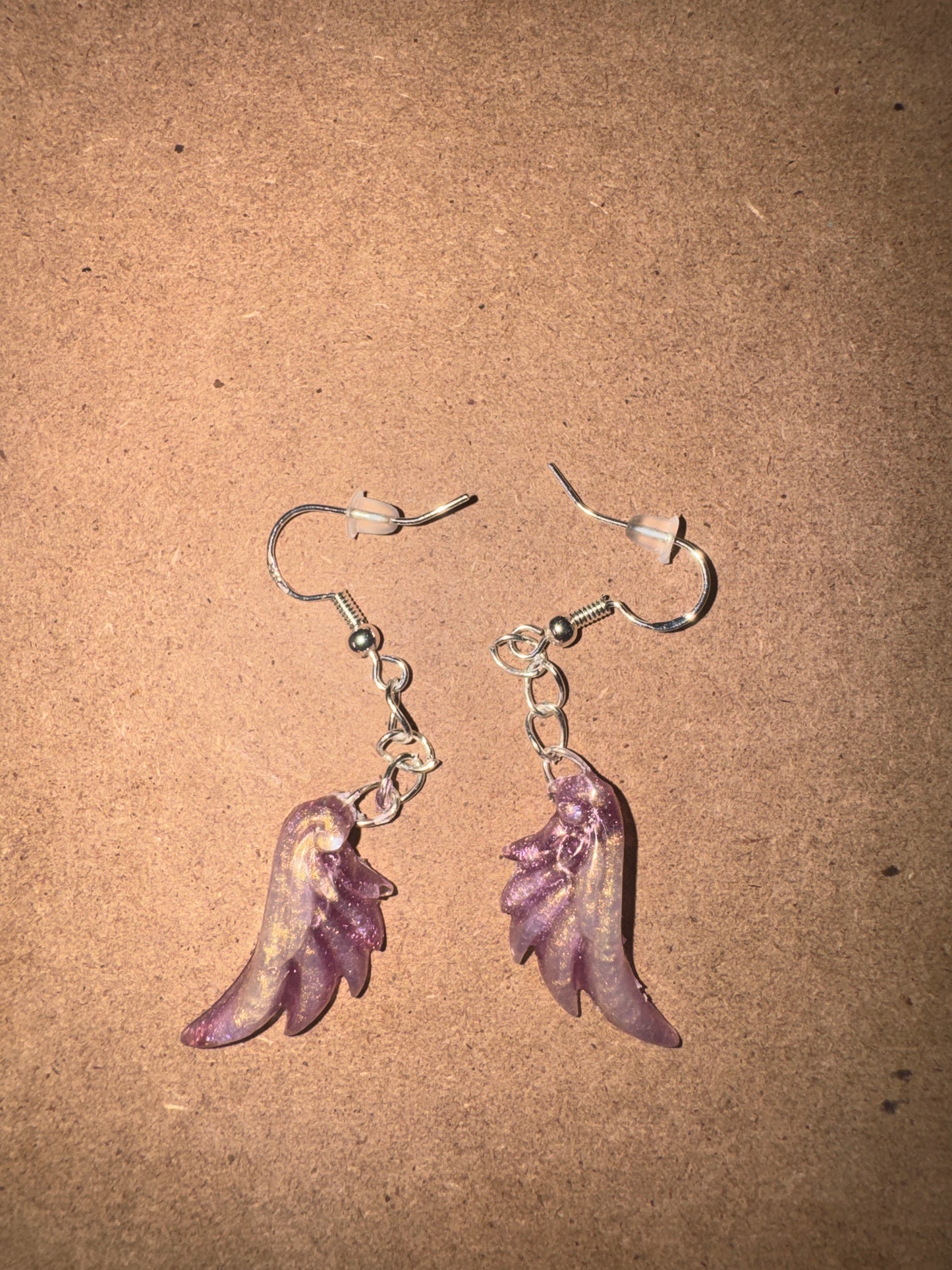 "Sacred Sunrise" Artisan Resin Angel Wing Earrings - Small
