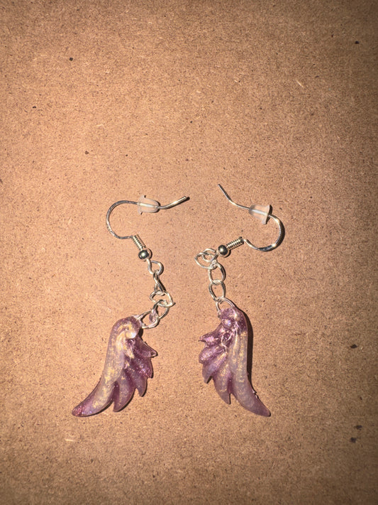 "Sacred Sunrise" Artisan Resin Angel Wing Earrings - Small