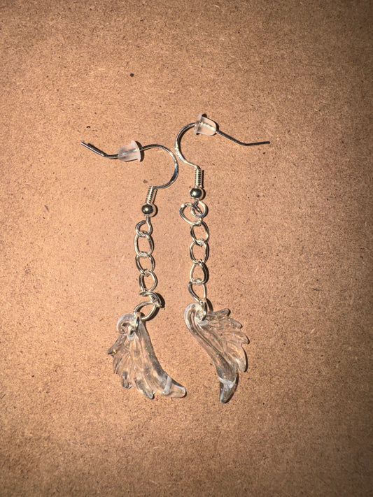 "Pure Promise" Artisan Resin Angel Wing Earrings - Small