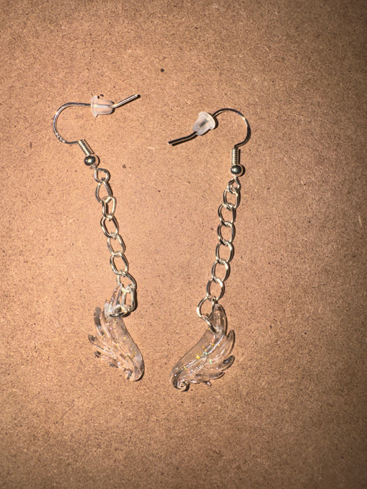 "Prism of Hope" Artisan Resin Angel Wing Earrings - Small