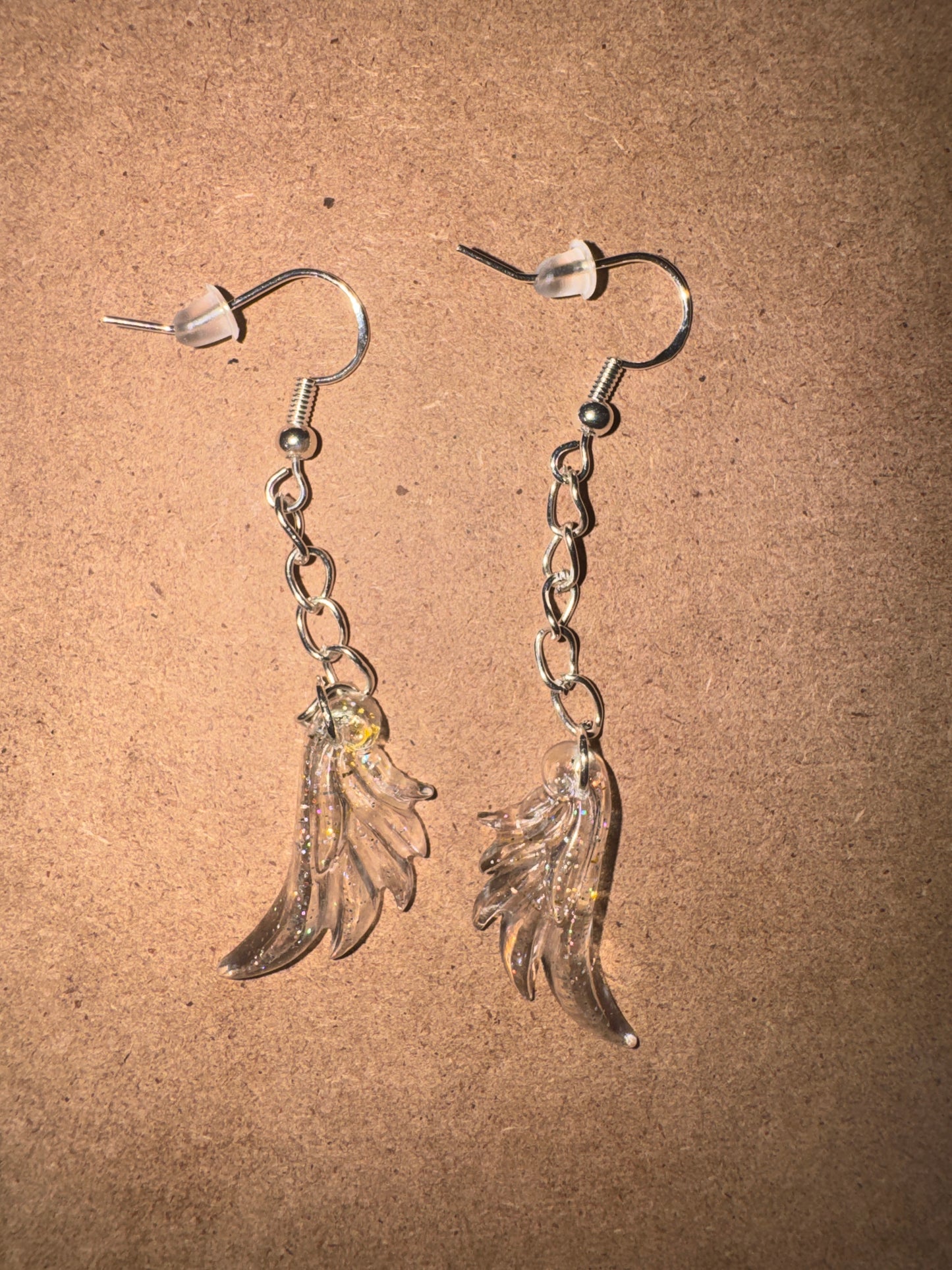 "Everlasting Joy" Artisan Resin Angel Wing Earrings - Small