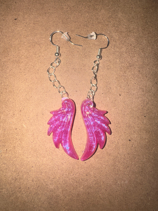 "Electric Grace" Artisan Resin Angel Wing Earrings - Medium