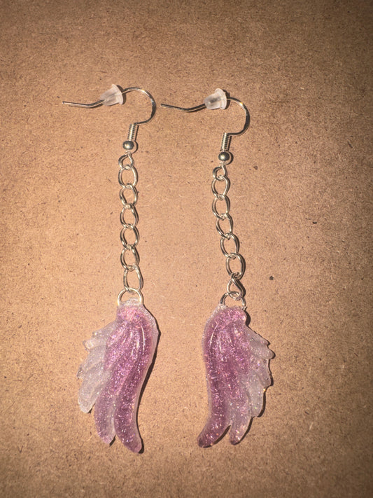 "Covenant Clouds" Artisan Resin Angel Wing Earrings - Medium