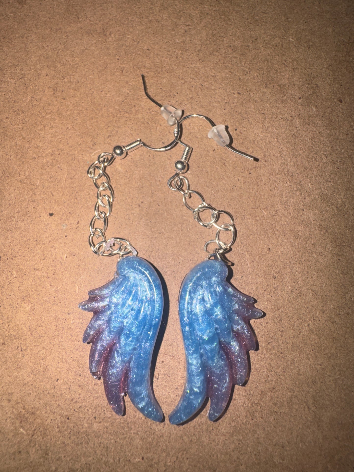 "Heavenly Horizons" Artisan Resin Angel Wing Earrings - Medium