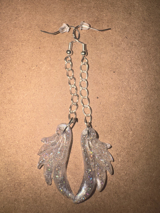 "Everlasting Covenant" Artisan Resin Angel Wing Earrings - Medium