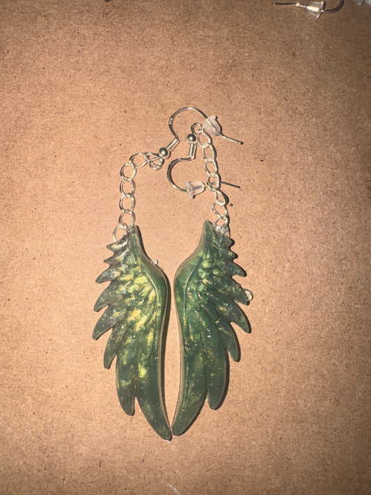 "Everlasting Life" Artisan Resin Angel Wing Earrings - Large