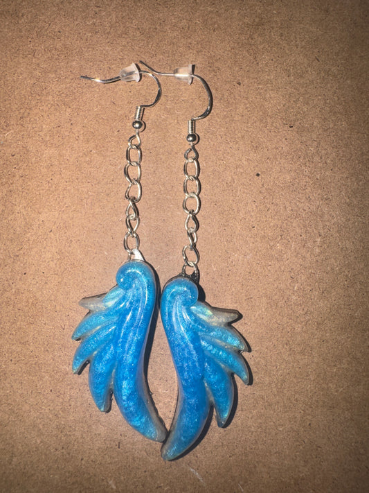 "Electric Grace" Artisan Resin Angel Wing Earrings - Large