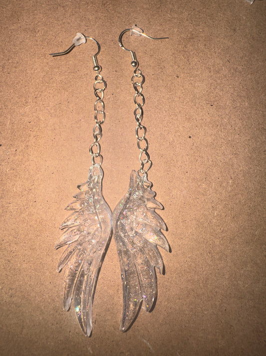 "Windows of Heaven" Artisan Resin Angel Wing Earrings - Large