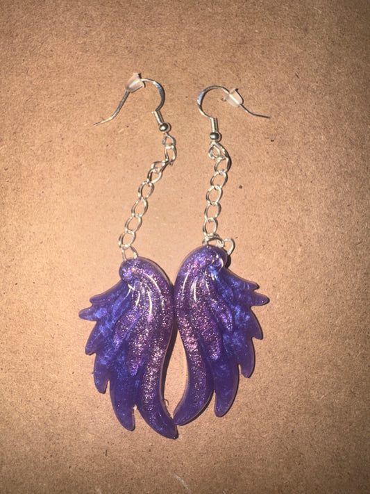 "Spirit of Majesty" Artisan Resin Angel Wing Earrings - Large
